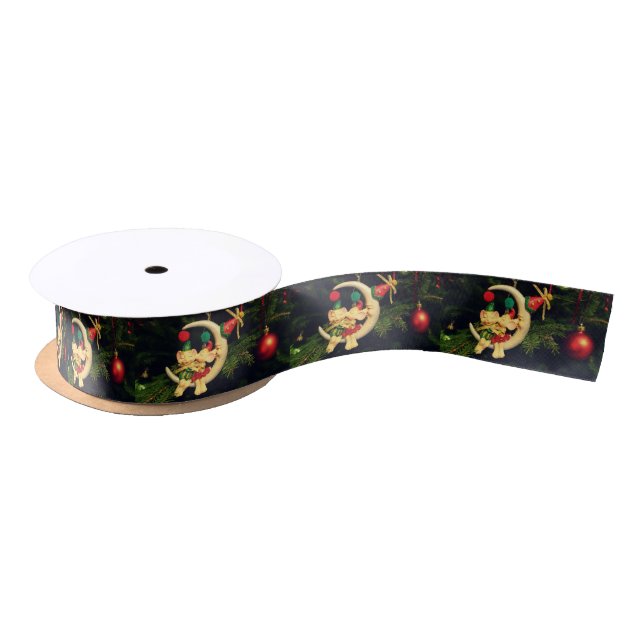 Christmas's mice on the Moon Satin Ribbon (Spool)