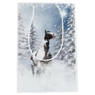 Christmassy paint horse medium gift bag