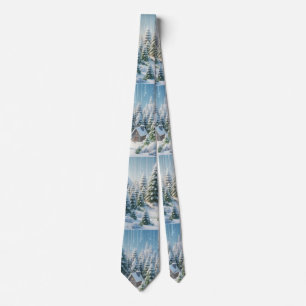 Christmassy Winter Snow Scene Tie