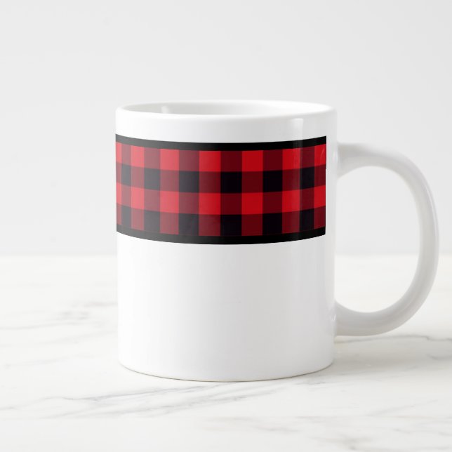 Christmast Red Black Buffalo Plaid 20oz Coffee Mug (Right)