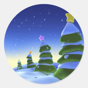 Christmast tree classic round sticker
