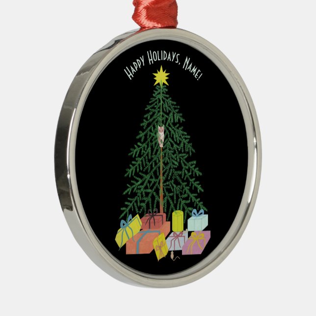 Christmast Tree Metal Tree Round Ornament  (Right)