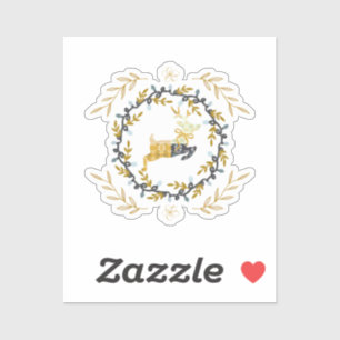 Christmastime Deer with Wreath Yellow Cream Vinyl