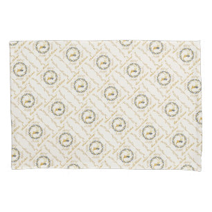 Christmastime Deer & Wreath Yellow Cream Pattern Pillowcase