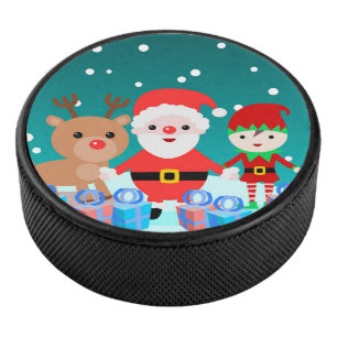 CHRISTMASTIME WITH SANTA AND HIS FRIENDS HOCKEY PUCK