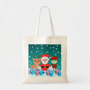 CHRISTMASTIME WITH SANTA AND HIS FRIENDS TOTE BAG