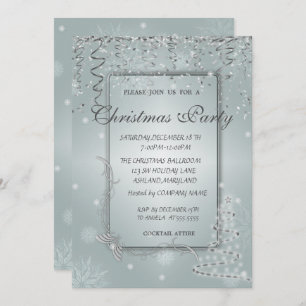 ChristmasTree,Snowflakes Corporate Christmas Party Invitation