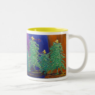 ChristmasTrees Painting Two-Tone Coffee Mug