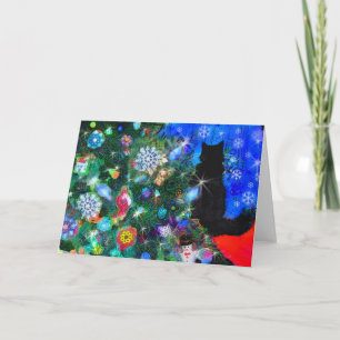 Christms Kitty waiting for Santa, card