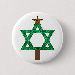 christmukkah christmas tree 6 cm round badge
