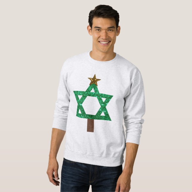 christmukkah christmas tree mens sweatshirt (Front Full)