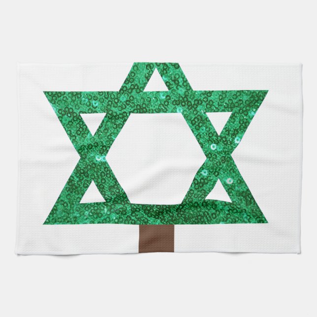 christmukkah christmas tree tea towel (Horizontal)