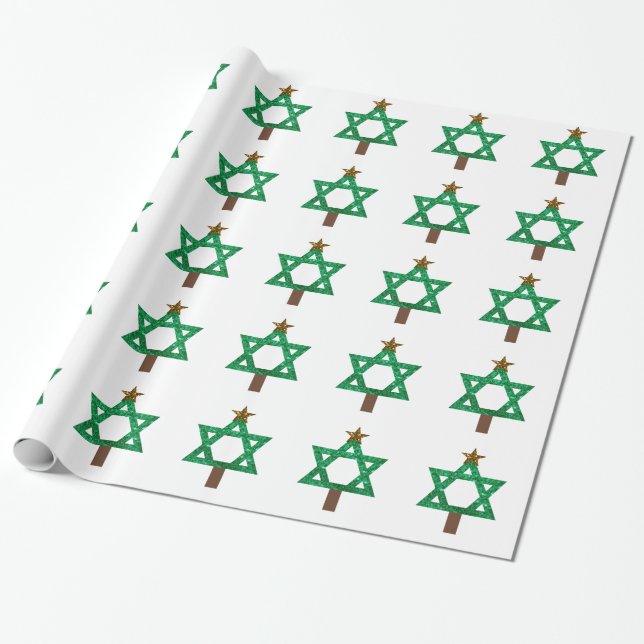 christmukkah christmas tree wrapping paper (Unrolled)