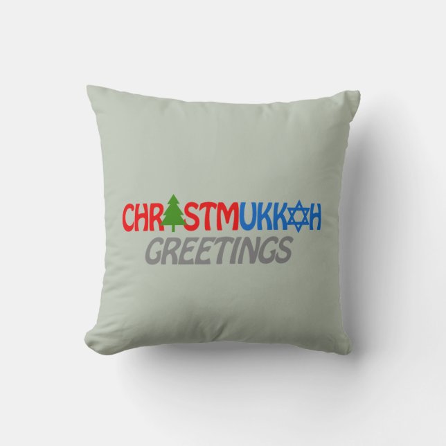 CHRISTMUKKAH GREETINGS -.png Cushion (Front)