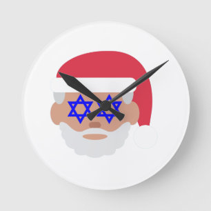 christmukkah santa claus emoji round clock