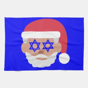 christmukkah santa claus emoji tea towel