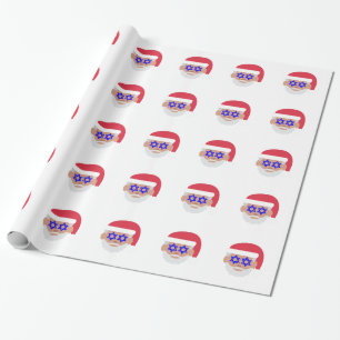christmukkah santa claus emoji wrapping paper