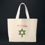 CHRISTMUKKAH TREE LARGE TOTE BAG<br><div class="desc">Holiday Humour T-shirts and Apparel Funny Holiday Gear: T-shirts,  Hoodies,  Stickers,  Buttons,  and gifts.</div>