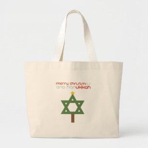 CHRISTMUKKAH TREE LARGE TOTE BAG