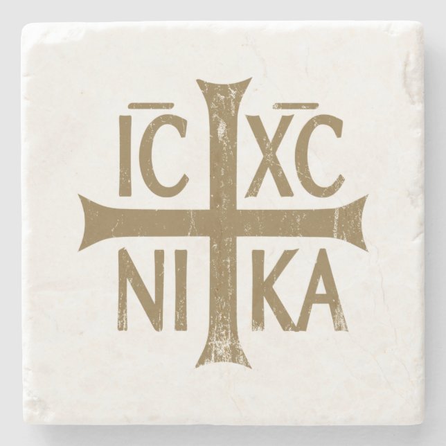 Christogram ICHC NIKA Stone Coaster (Front)