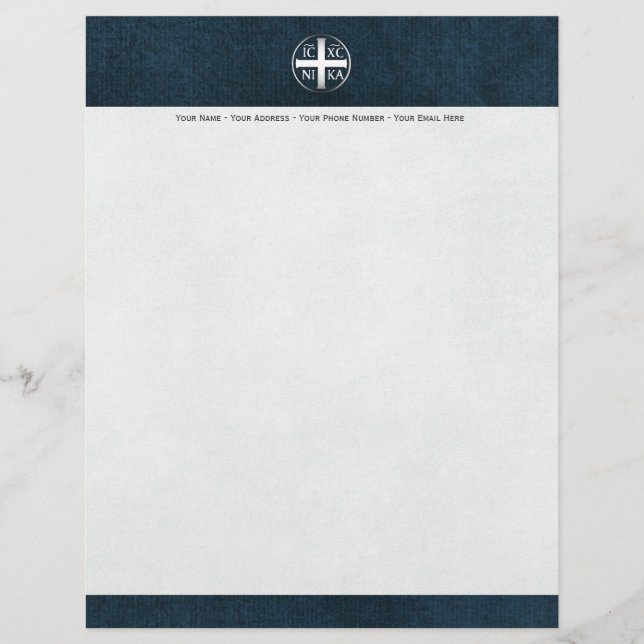 Christogram ICXC NIKA Jesus Conquers Letterhead Design (Front)