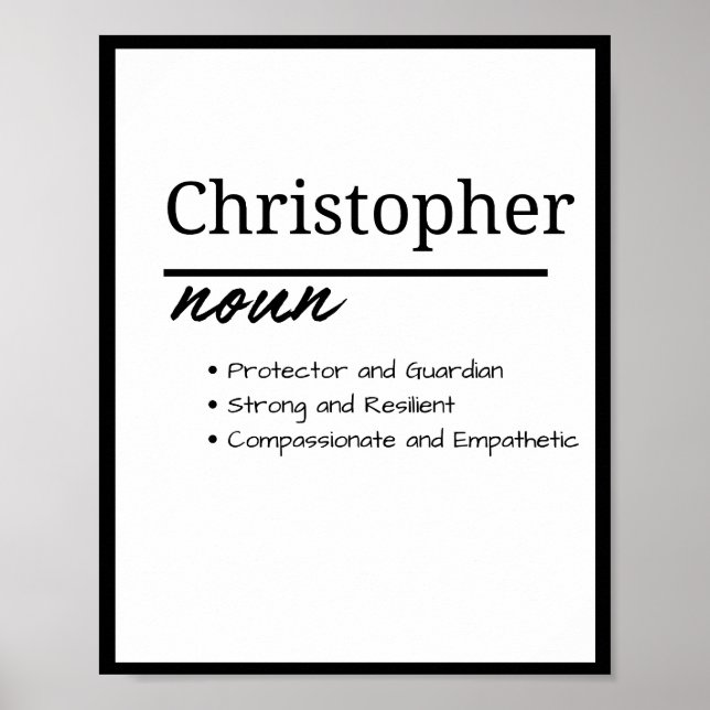 Christopher, Boy Personalised Name Definition Poster (Front)