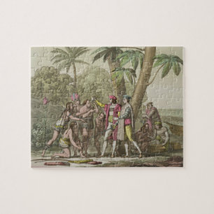 Christopher Columbus (1451-1506) with Native Ameri Jigsaw Puzzle