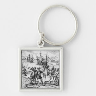 Christopher Columbus receiving gifts Key Ring