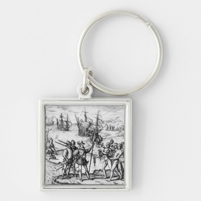 Christopher Columbus  receiving  gifts Key Ring (Front)