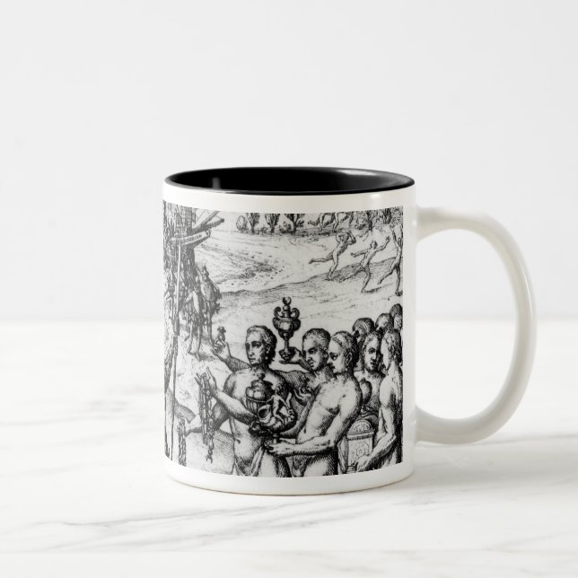 Christopher Columbus  receiving  gifts Two-Tone Coffee Mug (Right)