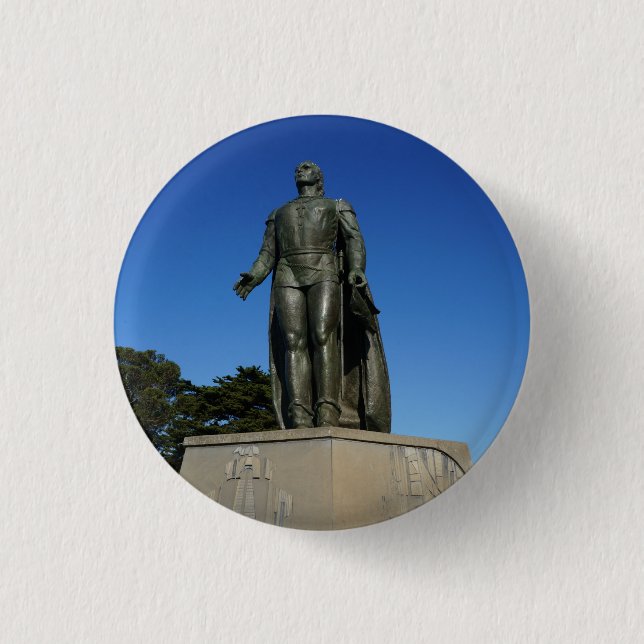 Christopher  Columbus Statue Pinback Button (Front)
