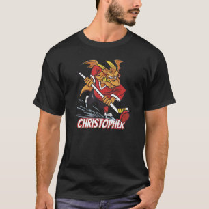 Christopher Dragon Playing Hockey Adult Kids Ice H T-Shirt