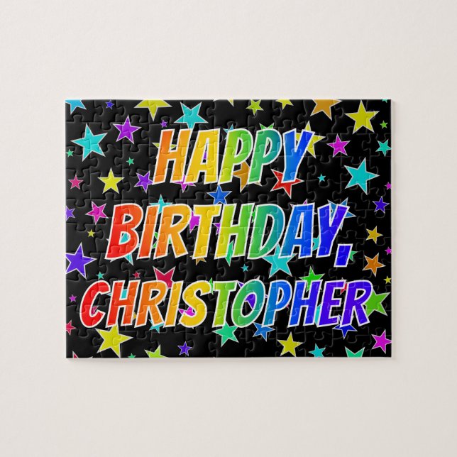 "CHRISTOPHER" First Name, Fun "HAPPY BIRTHDAY" Jigsaw Puzzle (Horizontal)