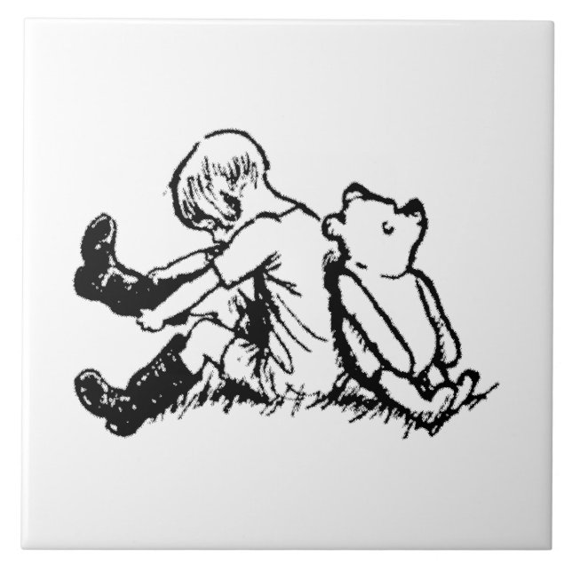 Christopher Robin putting on Boots with Pooh Tile (Front)