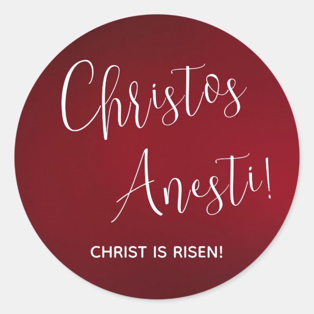 Christos Anesti!  Christ is Risen! Red Classic Rou Round Sticker (Front)