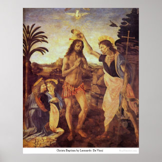 Christs Baptism by Leonardo Da Vinci Poster