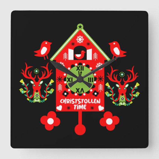 Christstollen Weihnachtsstollen Stollen Xmas Square Wall Clock (Front)
