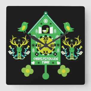 Christstollen Weihnachtsstollen Stollen Xmas     Square Wall Clock