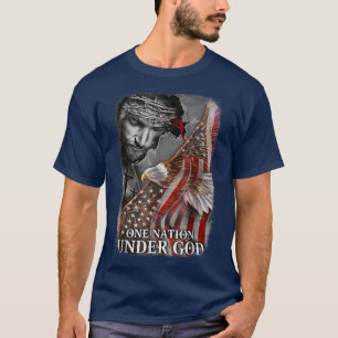 Christtian One Nation Under God Eagle American Jes T-Shirt