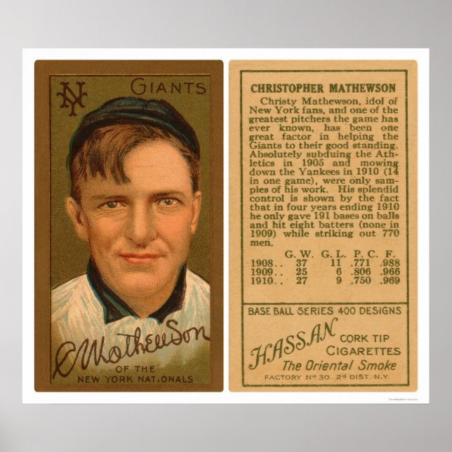 Christy Mathewson Baseball 1911 Poster (Front)