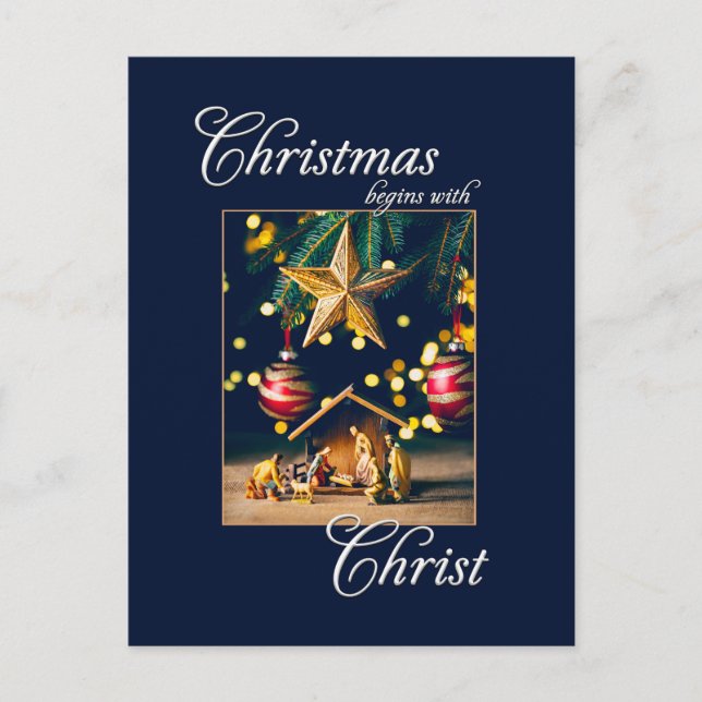 Chritmas Begins WIth Christ Nativity Postcard (Front)