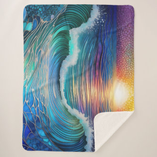 Chroma Sea Seascape Sherpa Blanket