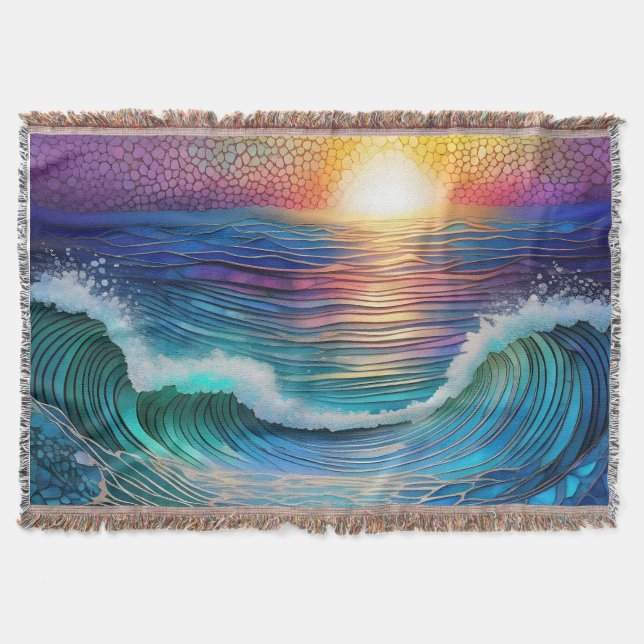 Chroma Sea Seascape Throw Blanket (Front)