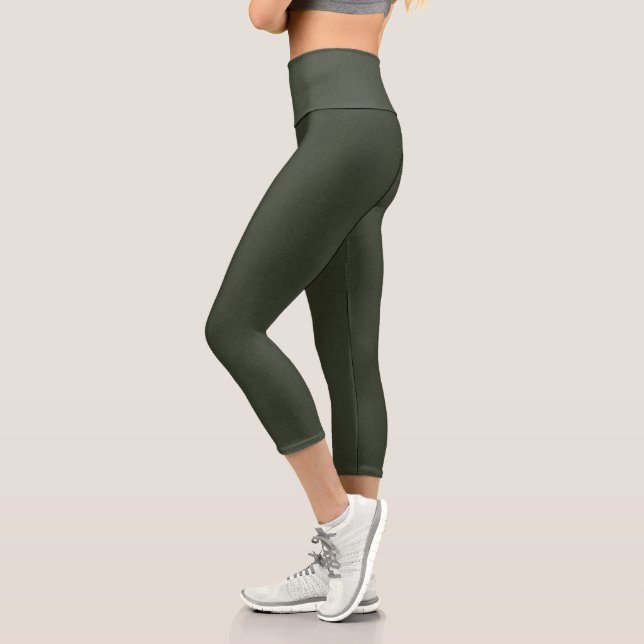 Chroma Textura - Pine High Waisted Capri Leggings (Left)