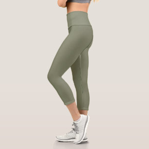 Chroma Textura - Sage High Waisted Capri Leggings