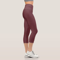 Chroma Textura - Wine High Waisted Capri Leggings