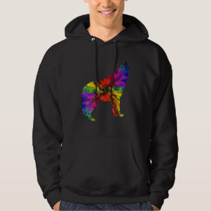 Chromatic Abstract Wolf Watercolor Wolf Art Kitty Hoodie