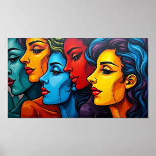 Chromatic Beauties-Vibrant Pop Art Women Portraits Poster