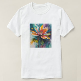 "Chromatic Bloom: Abstract Flower Art" T-Shirt