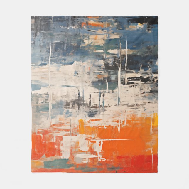 Chromatic Crossroads Abstract Digital Painting Fleece Blanket (Front)